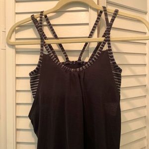 ATHLETA Tank crossed straps w/built in bra black Size XXS Women’s